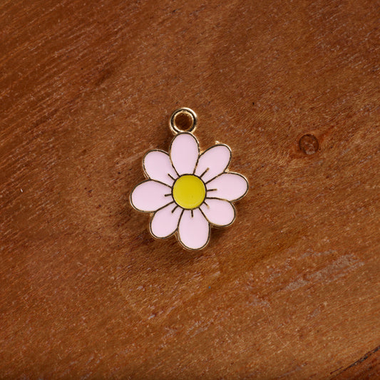 PINK DAISY CHARM - GOLD