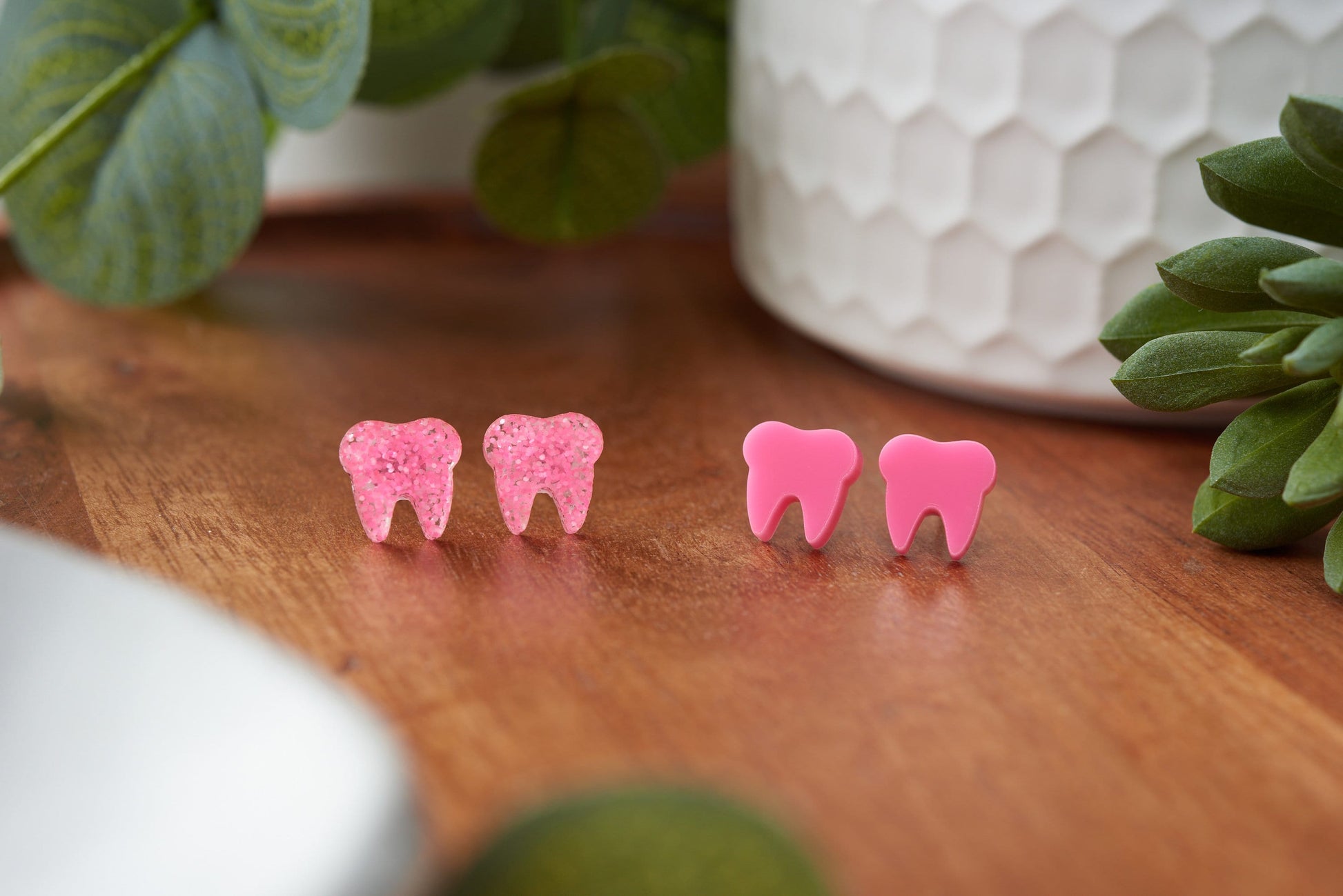 SEEING HOT PINK | Tooth Earrings | Double Set | Dental Hygienist, Dental Assistant, Dentist, Student, Dental Gift