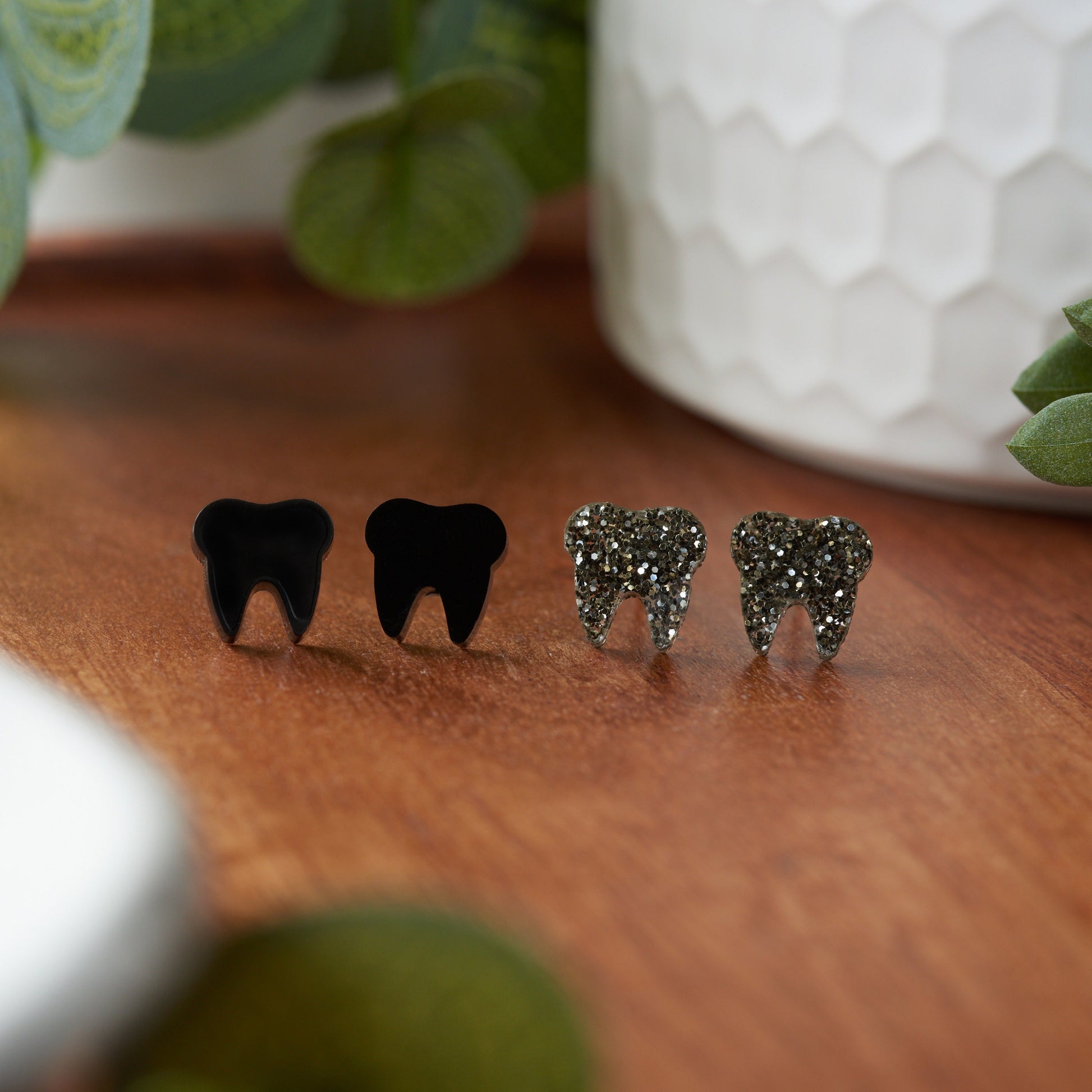 SEEING BLACK SET | Tooth Earrings | Double Set | Dental Hygienist, Dental Assistant, Dentist, Student, Dental Gift