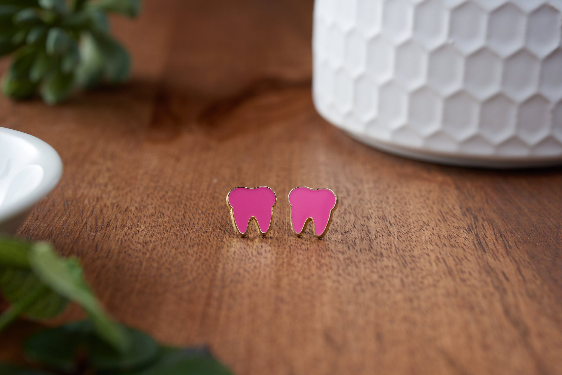 PINK | Enamel | Tooth Earrings | Single Set | Dental Hygienist, Dental Assistant, Dentist, Student, Dental Gift