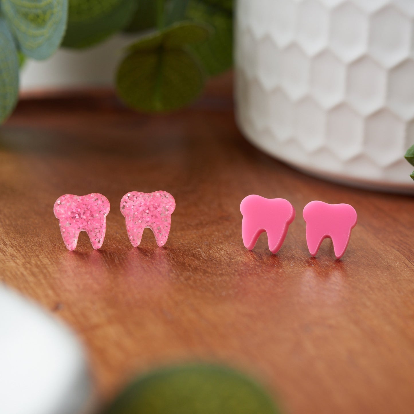 SEEING HOT PINK | Tooth Earrings | Double Set | Dental Hygienist, Dental Assistant, Dentist, Student, Dental Gift