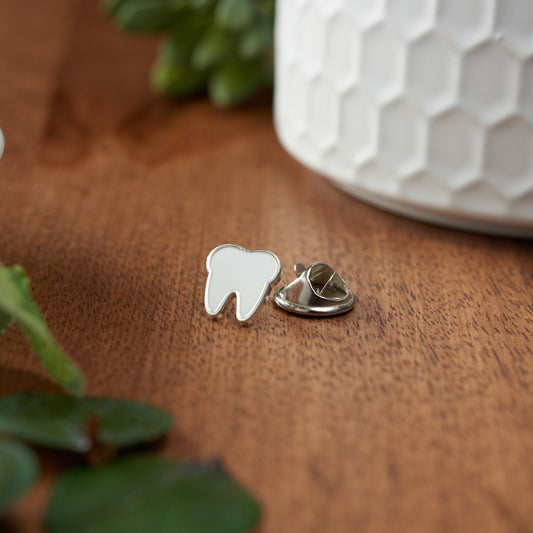 WHITE - SMALL | Silver Enamel Pin | Single | Dental Hygienist, Dental Assistant, Dentist, Student, Dental Gift